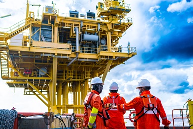 technicians on a oil & gas platform